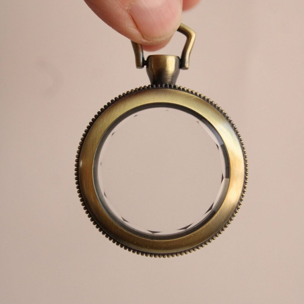 Pocket Watch Case 1.5" Steampunk Retro, Gold Tone or Brass Beveled Glass Front - Picture 7 of 10
